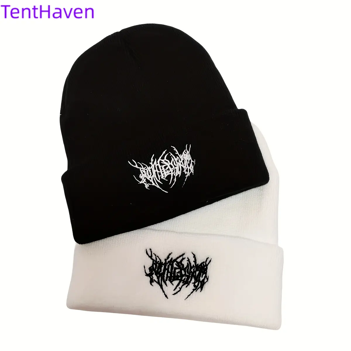 2026 Autumn/Winter Adult Outdoor Warm Knitted Hat Black Embroidery Manufacturer Solid Color Knitted Hat Acrylic Versatile Winter Hat Cold Hat