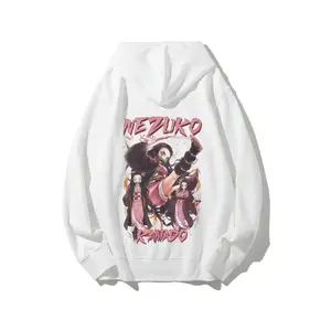 Demon Slayer Nezuko Kamado Anime Graphic Hoodie Unisex | Japanese Cartoon Character Print Pullover Sweatshirt for Men Women Streetwear