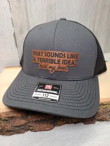 Hold My Beer Trucker Hat - Leather Patch Design