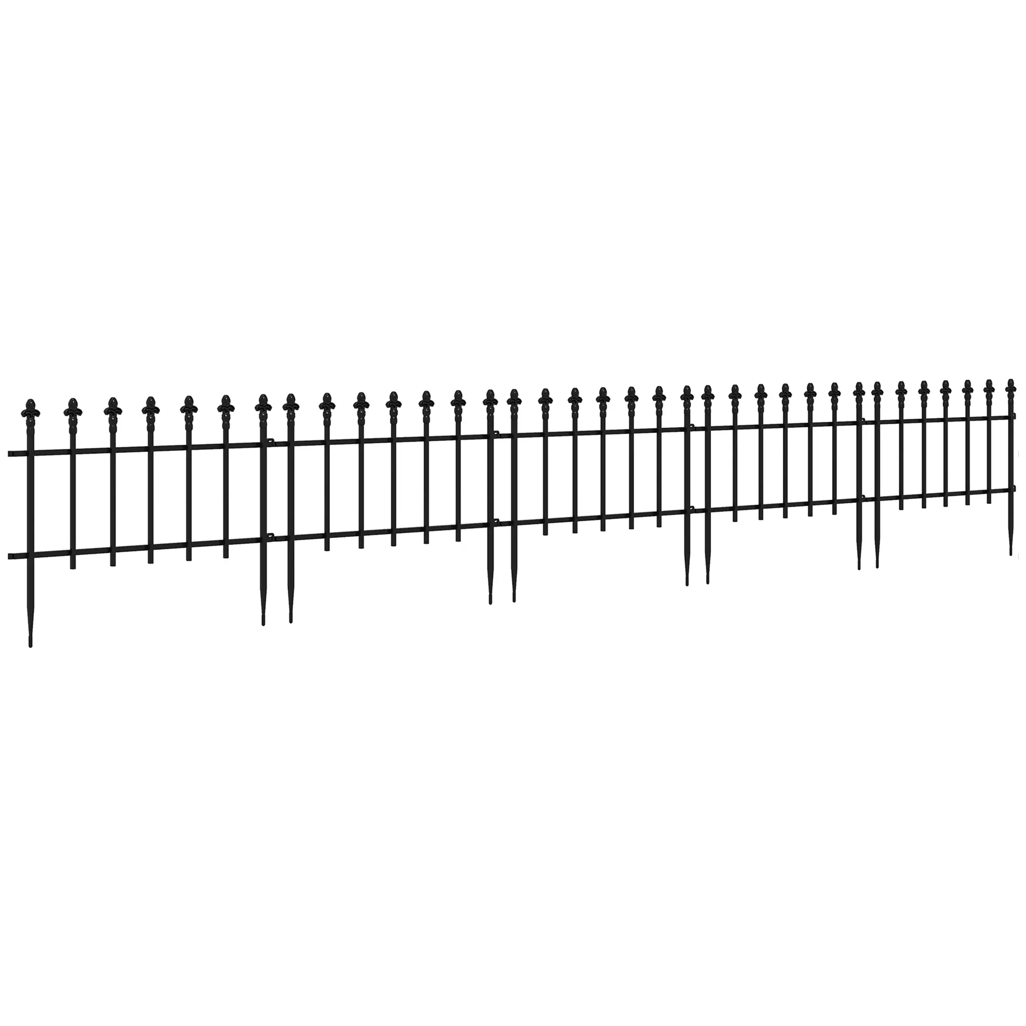 Outsunny Metal Decorative Garden Fence, 9.2' x 17.25" 5 Pack Steel Fence Panels, Decorative Border Fence for Landscape, Flower Bed, Yard Decor, Animal Barrier, Black