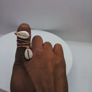 Shell Goddess Ring Adjustable - Unique Design with Shell Accent on Finger Display