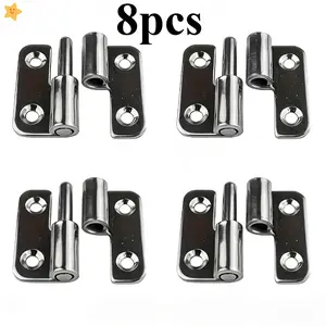 8pcs Stainless Steel Metal Hinge Left Hand Detachable Sliding Joint Lifting Design DIY Door Installation Repair Hardware Smooth Surface Accessories