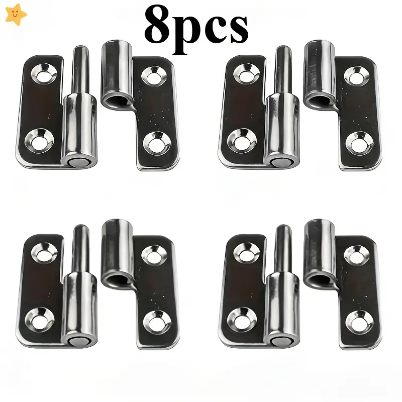 8pcs Stainless Steel Metal Hinge Left Hand Detachable Sliding Joint Lifting Design DIY Door Installation Repair Hardware Smooth Surface Accessories