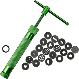 Clay Extruder Tool Set with 20 Discs for Cake Decorating Ceramics Pottery Clay Craft Fondant Sculpting