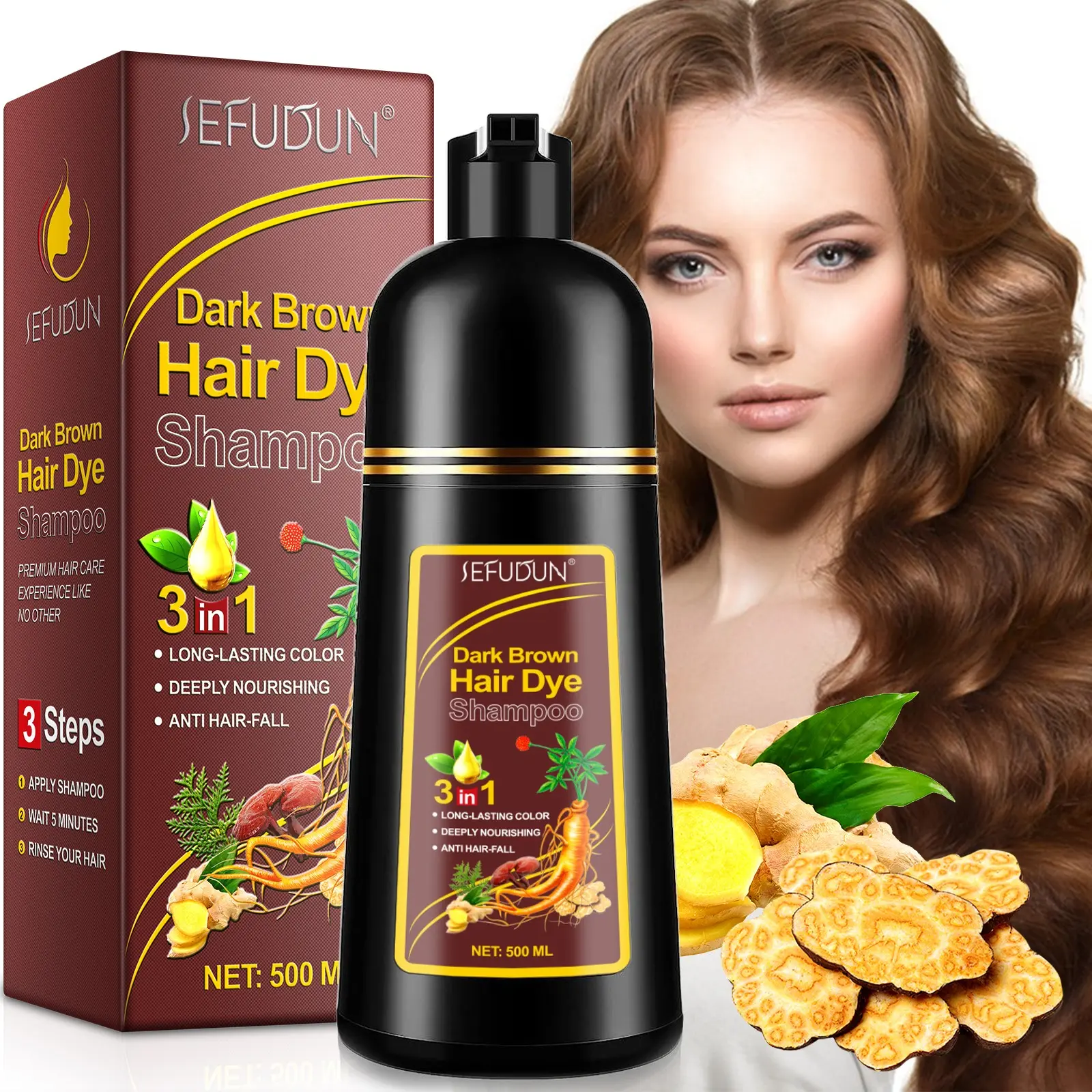 3-In-1 Hair Dye Shampoo /, All-In-One Coloring, Washing, and Conditioning, Herbal Formula, Salon-Quality at Home, Quick 30-Minute DIY. Best applied on dry hair.