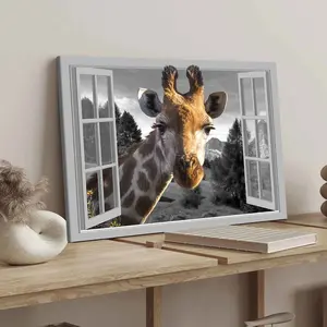Giraffe Canvas Print Wall Art, Modern Art Design, Modern Home Decor, Solid Wood Frame, Waterproof HD Poster, Ideal Gift for Bedroom & Office