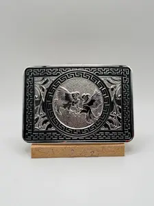Buckle-Silver Dueling Roosters