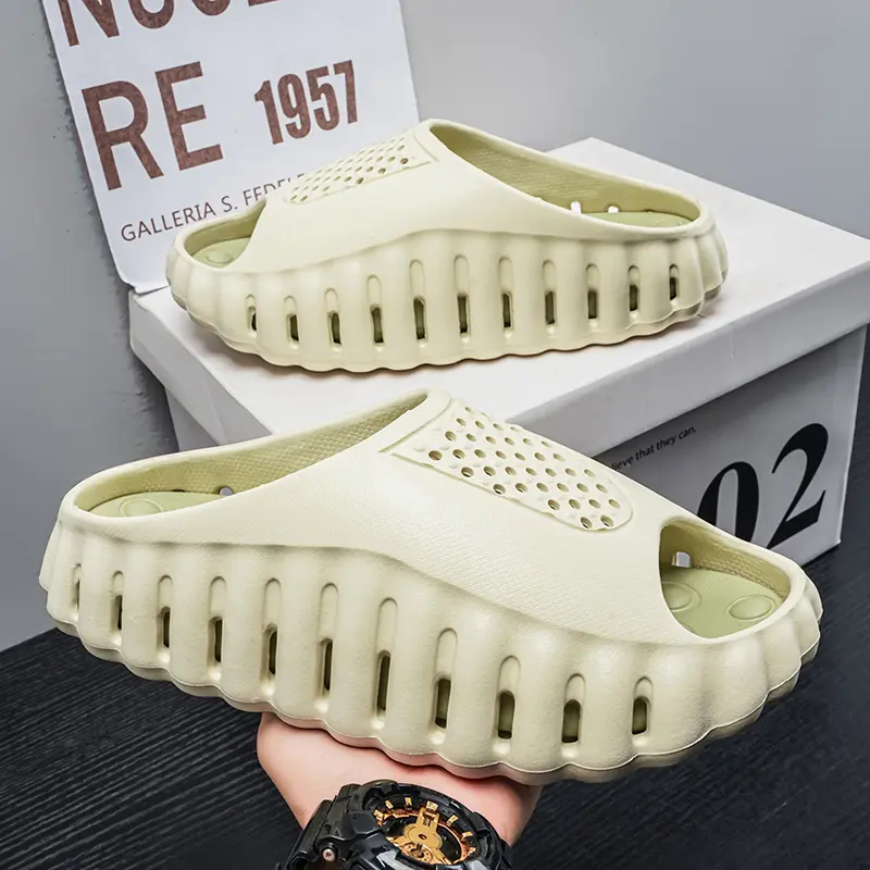 Lidardar Men's Slippers Slide Open Toe Massage Footbed Soft Flexible Sole Casual Daily Wear Breathable  Walking Shoes Footwear