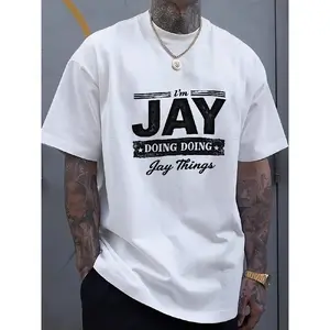 clothing merch flash sale Men's Casual T-Shirt Black I'm JAY Doing Jay Things Graphic Tee for Daily Wear