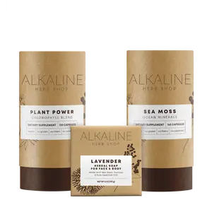 Healthy Hair, Skin, and Nails Bundle - Sea Moss Supplement, Plant Power Supplement (Chlorophyll), and Sea Moss, Lavender and Soursop Soap