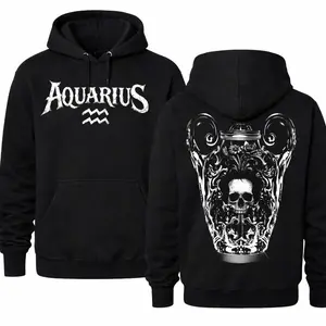 Zodiac Gothic Style Unisex Graphic Print Hoodie , Astrology Shirt for Men Women, Birthday Gift for Him or Her, Zodiac Sign Pullover Top for Astrology Lovers,  Womenswear Streetwear Summer Long Sleeve
