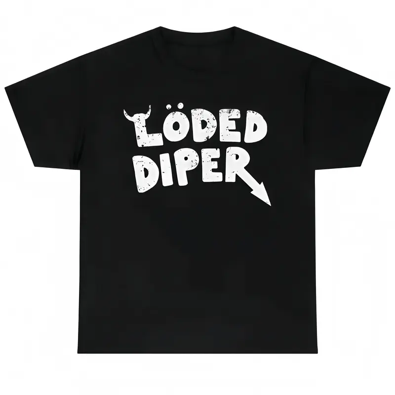 Women's Loded Diaper Graphic T-shirt, Unisex Short-Sleeve Round Neck Heavy Cotton Streetwear Top, Stylish Vintage Distressed Humor Joke Gift, Summer Casual Streetwear Wear tiktokshopspringglowup,summervibes, Women's Clothes, Funny Shirts, Graphic Shirts C