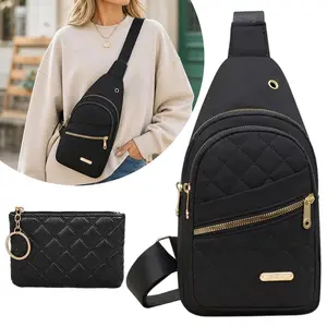 Small Sling Backpack for Women, Chest Bag Daypack Crossbody for Travel Sport Running Hiking Black White