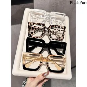 4-Pack Unisex Fashion Leopard & Ombre Eyeglasses – Trendy Casual Style Frames, Lightweight Comfortable Eyewear for Daily Outfits & Outdoor Activities, Perfect All-Match Accessory for Women & Men