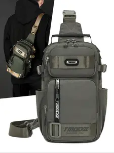 Multi-pocket Zipper Chest Bag, Lightweight Durable Design Multi-functional Chest Bag, Casual Solid Color Sling Bag for Outdoor Adventure, Casual Waist Bag, Casual Bum Bag, Zipper Belt Bag