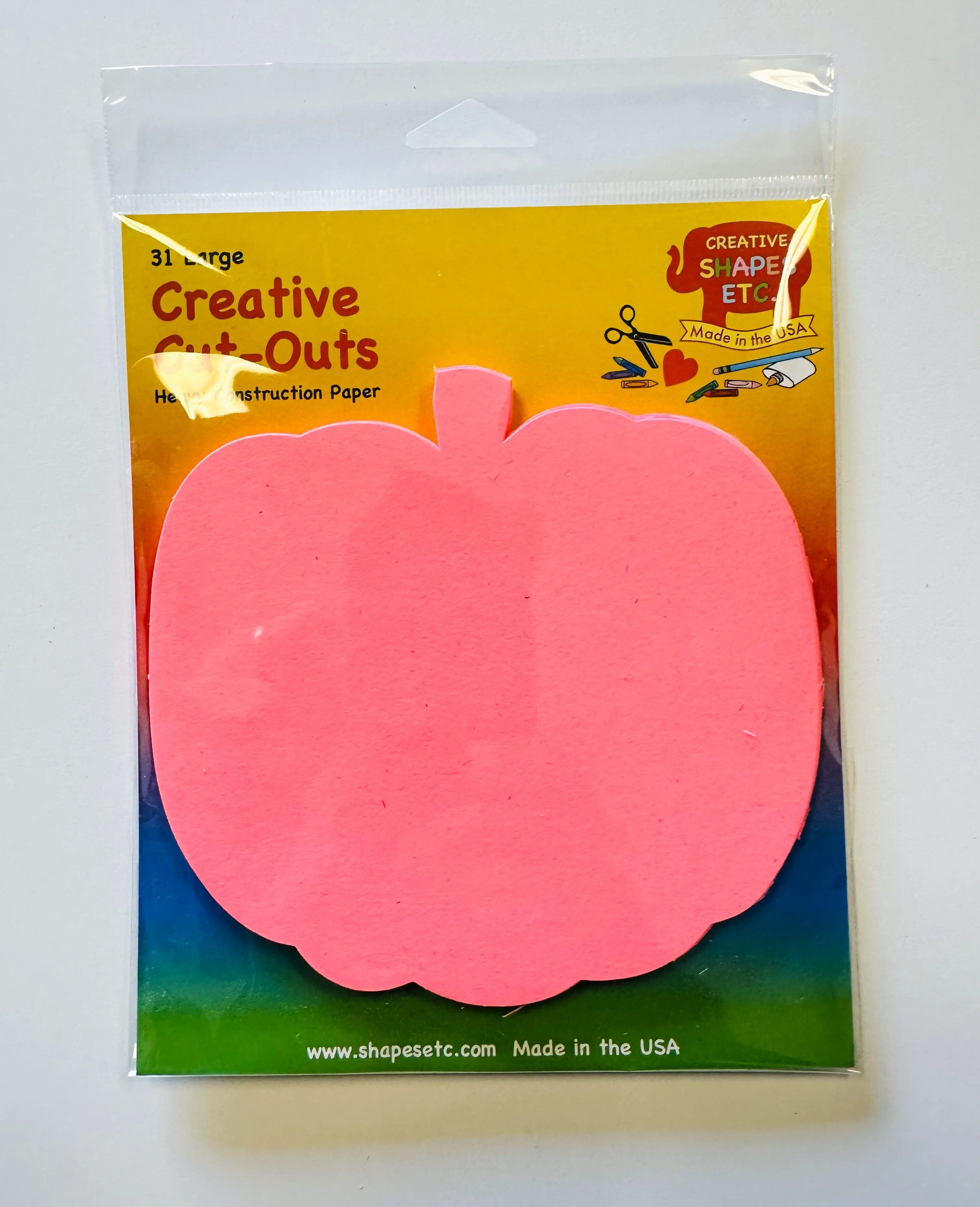 Pink Pumpkin Cut-Outs, 31 Pack of 5.5 Inch Pre-cut Acid-Free Construction Paper for Pink-O-Ween Crafts, Classroom & Bulletin Board Decor