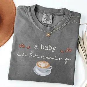 Comfort Colors A Baby Brewing Maternity Shirt, Funny Pregnancy Announcement Comfort Colors Shirt, Gift For Pregnant Wife, Coffee Lover, New Mom Reveal Shirt