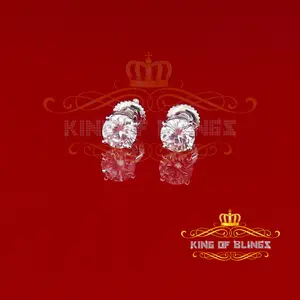 King Of Bling's  10K Gold plated Gold with 0.66ct Round VVS 'D' Color Moissanite Stud Earrings