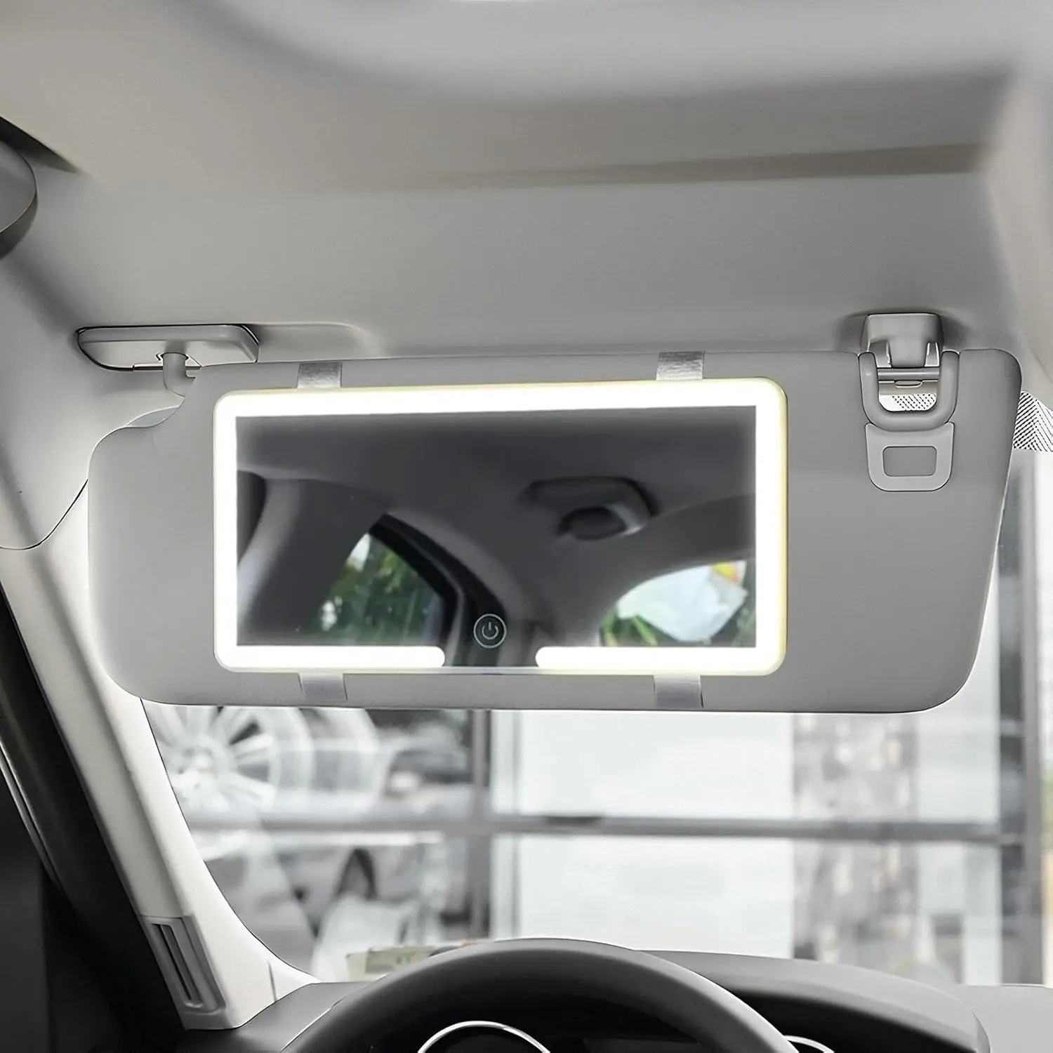 Rechargeable Car Sun Visor Makeup Mirror with Automotive Ambient Lighting, 3 Light Modes, 60 LEDs, Dimmable Touch Control, Truck SUV Car Accessory for Women, Perfect Mother's Day Gift