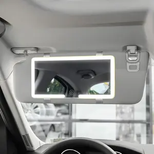 1/2 PCS Car Vanity Mirror, Sun Visor Rechargeable LED Car Mirror, 3Modes & 60LEDs, Touch Control Dimmable, Car Accessories for Women Girl