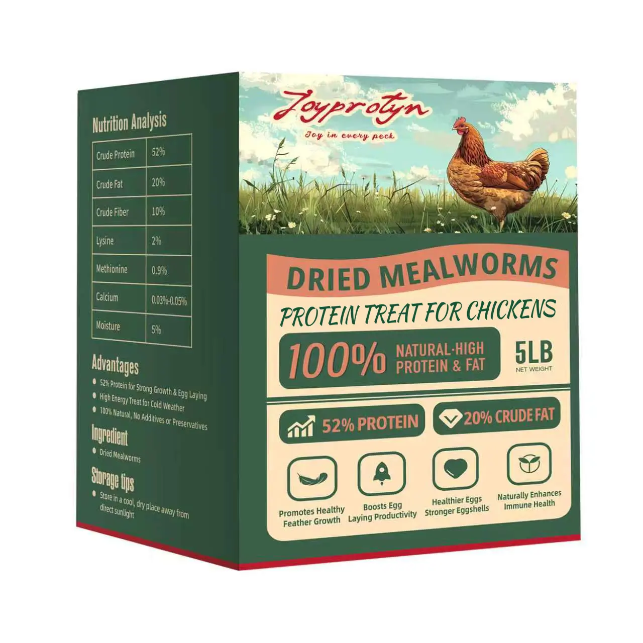 Joyprotyn 1/5/10LB Non-GMO Dried Mealworms High Protein Natural Feed for Chickens Ducks Wild Birds Quails & Reptiles Supports Egg Production Feather Growth #DealsForYouDays