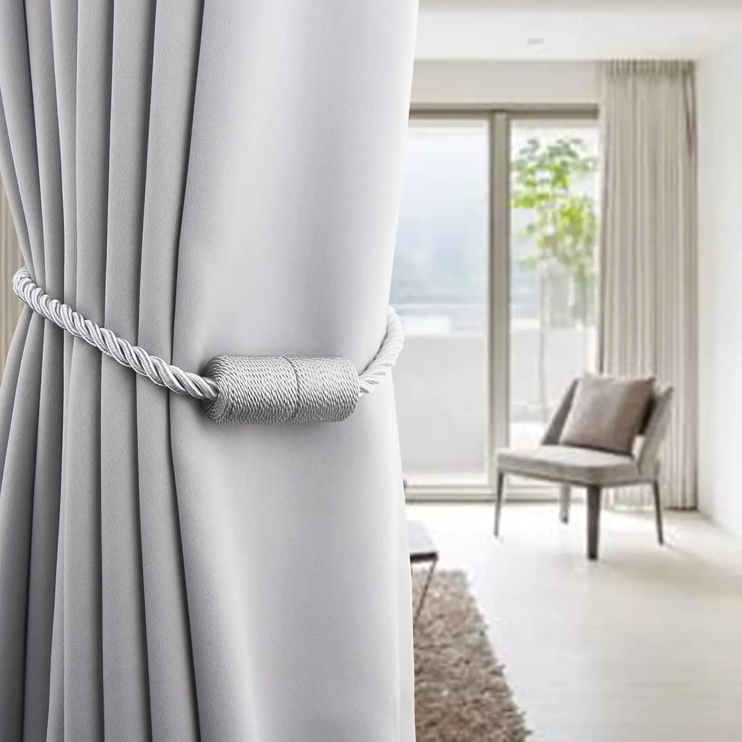 Strong Magnetic Curtain Tiebacks, Modern Upgrade Powerful Curtains Fixing Rope, New Twisted Style Decorative Curtain Straps, Interior Decoration Accessories, 2 Pieces