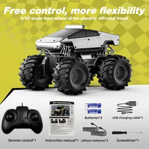 Cyber Truck RC Drift Car 1:18 Scale – 4WD Waterproof RC Off-Road Pickup Truck with LED Lights,2.4GHz Remote Control,Ideal Gift for Kids 4+ Boys and Girls