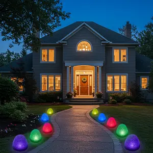 Set of 10 - 8" Tall Sugar Coated LED Gumdrop Christmas Pathway Lights - A/C Powered - 30 ft long