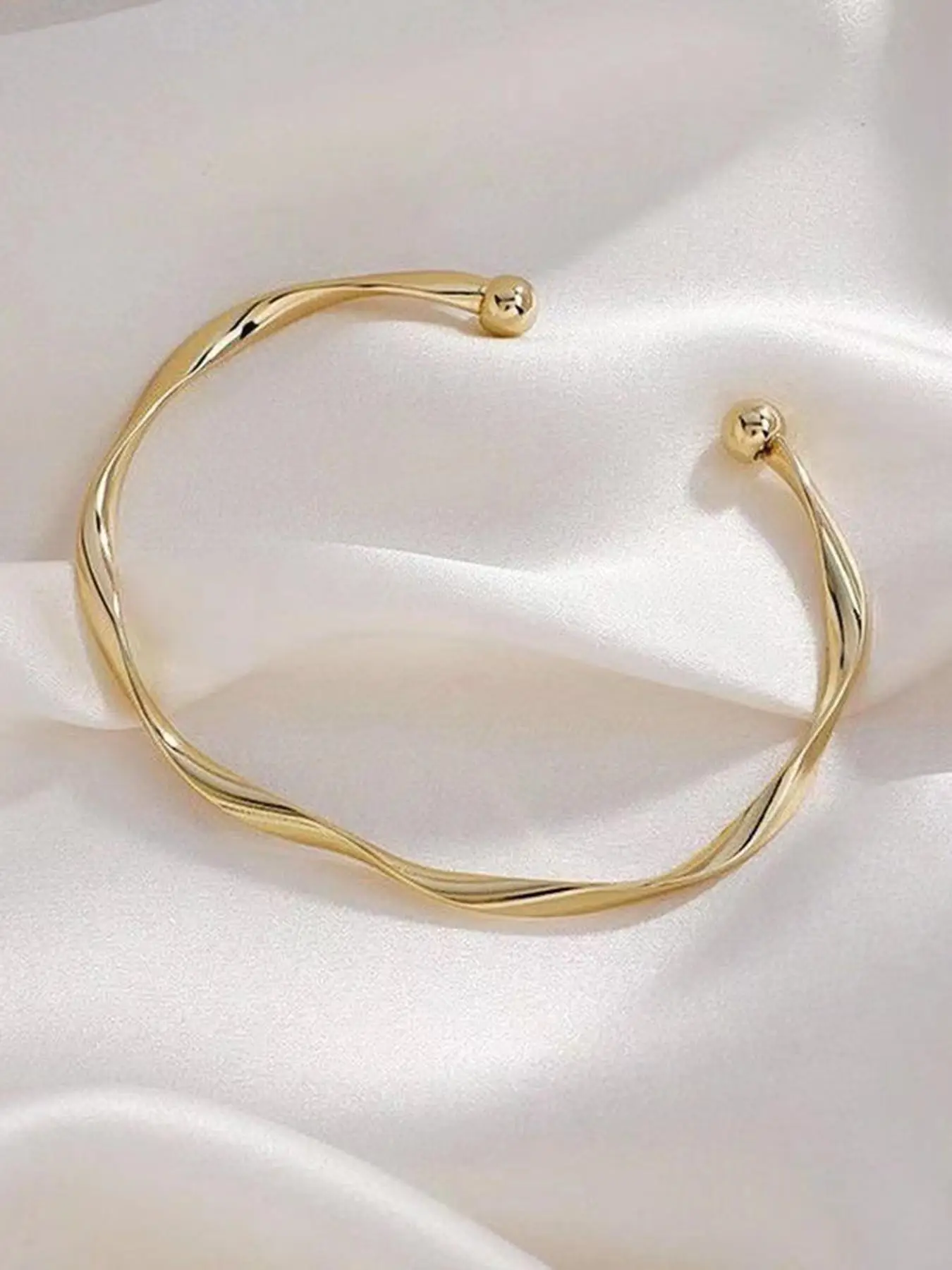 Minimalist Textured Twisted Design Alloy Cuff Bangles Bracelet, Summer Matching Bracelet, Fashion Elegant Matching Bracelet for Girlfriend, Vintage Re