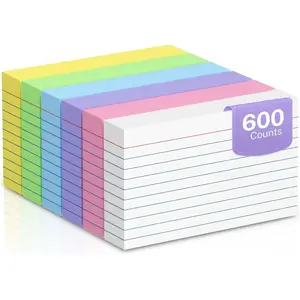 600 Count Colored Index Cards 3 x 5 Inch Ruled Index Cards, Flash Cards College Ruled for School, College, Office and  Organization, Durable Study  Note Cards with Ruled Lines