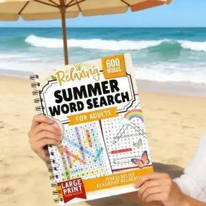 Adult Puzzle Book with over 600 Historical Terms, Relaxing Summer Activity, Stress Relief, Fun and Challenging Puzzles, Perfect for Beach