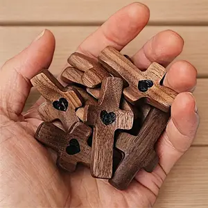 12PCS Pocket Wooden Cross Encouragement Gift Fingertip Stress Relief Ideal Christian Prayers for Handheld Use Personal Devotion Family Prayer Home Office Decor Religious Ornaments Stress Relief Decoration