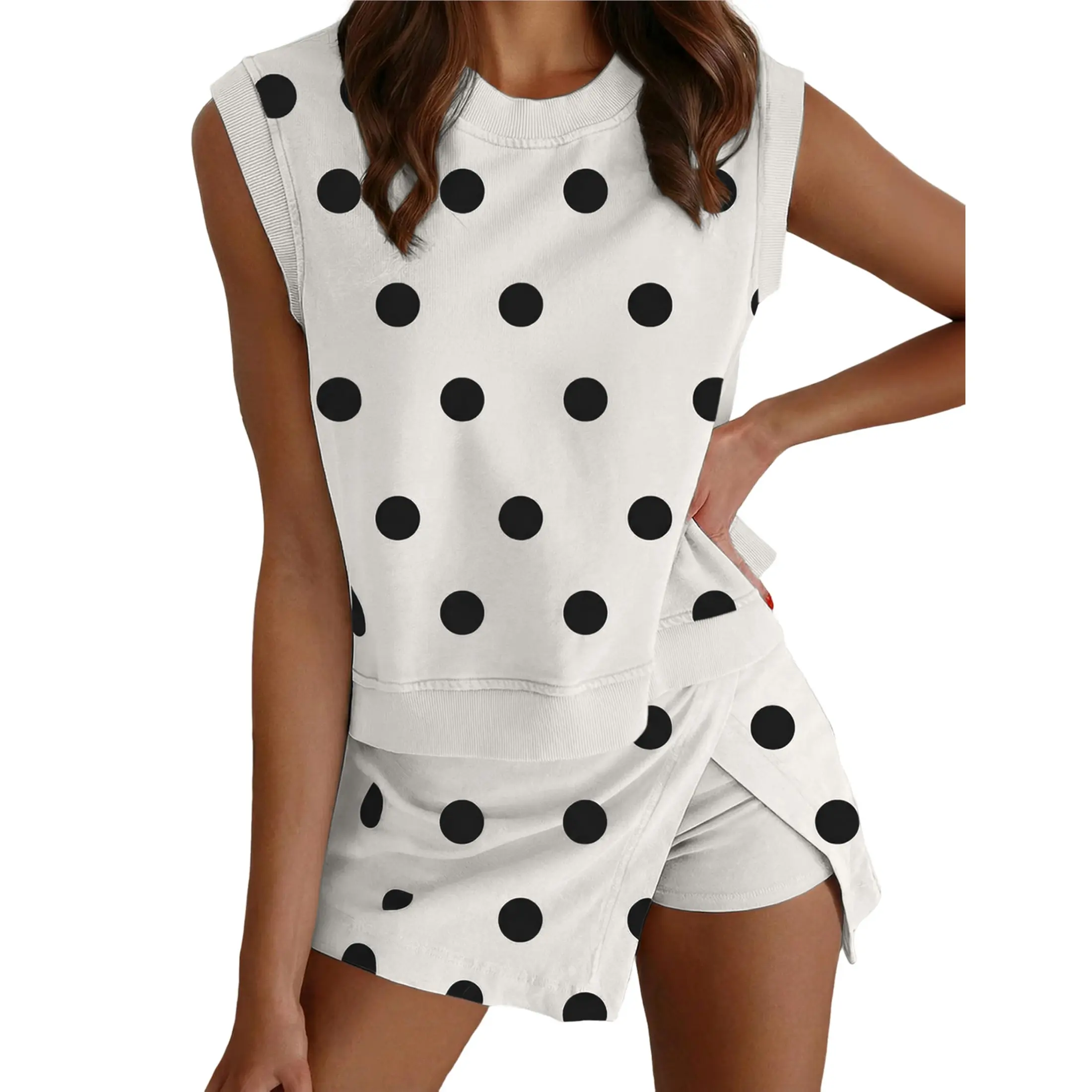 White-Polka dots
