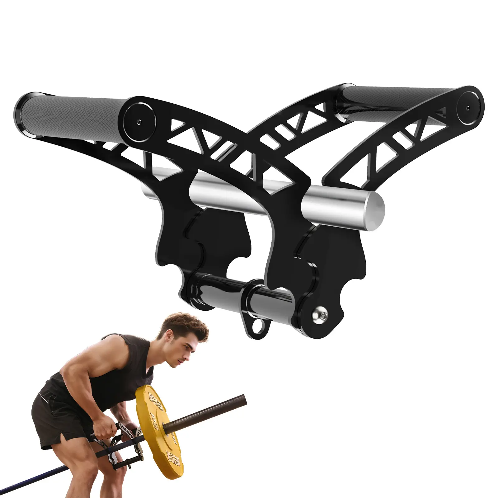 Fitarc T Bar Row Handle, Adjustable Steel Landmine Attachment with 3 Knurled Grip Options - Portable Unisex Fitness Equipment for Home & Gym Workout, Training Equipment, Home Workout, Exercise Equipment