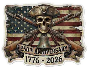 250th Rustic Flag 1776 2026 Window or Helmet Decal 2" to 23" Regular or Reflective Vinyl UV Protected for Outdoor Use