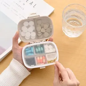 Portable Medicine Box, Three Meals Per Day Organizer, Supplement Organizer, 8 Compartment Moisture-Proof Pill Case, Home Storage Container