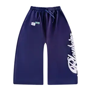 Script Cropped Sweatpants — Navy