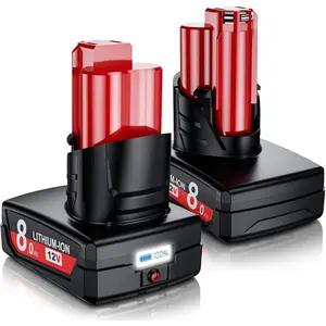 2 Packs 8000mAh M12 Battery, Compatible with 12V Battery 48-11-2411 48-11-2402 48-11-2440 48-11-2411 Tools