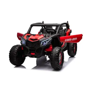 GARVEE 24V 2-Seater UTV with 4WD, Remote Control, Powerful Electric Vehicle Featuring 4 Shock Absorbers, Leather Seats, Music, and Lights - Red Ride On Toy for Big Children