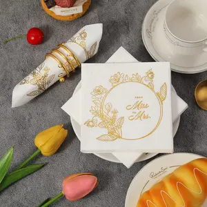 20pcs Foil Napkins, Elegant Disposable Tableware for Weddings & Birthdays, Perfect for From Miss to Mrs Theme Parties, Party Supplies