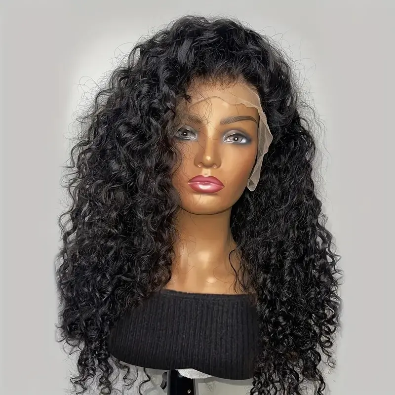 Deep Wave 13x4 Lace Front Wigs Wavy Human Hair 13x4 Transparent Lace Frontal Wigs Deep Wave Wigs For Women With Baby Hair Pre Plucked Brazilian Virgin Hair Natural Color (14-30Inch) 200 Density