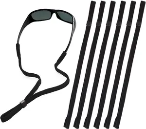 Adjustable Black Glasses Strap for Sports Sunglasses & Eyeglasses, Pack of 6