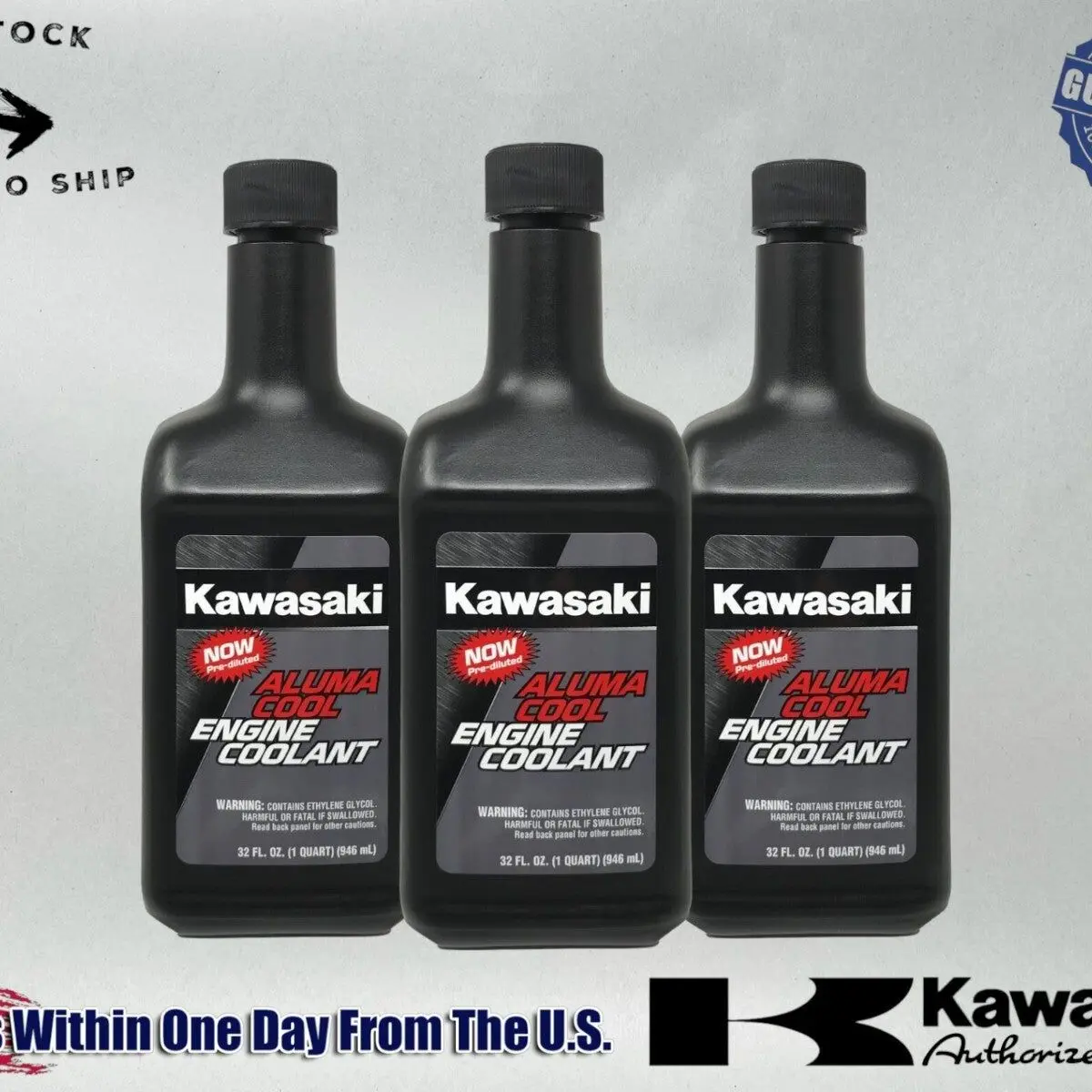 Kawasaki Genuine OEM Aluma Cool Engine Coolant K61081-004B - 3 Pack