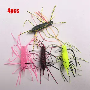 4pcs Soft Lure Fishing Bait, Bass Lure, Fly Fishing Bait, Slow Sink Tail Design, Handmade Multi-Antenna PVC Material, Freshwater Tackle, Artificial Fishing Lure