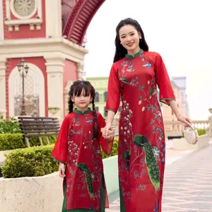 Vietnamese  Ao Dai With Pants For Family ( Set Mẹ Và Bé Gái) Vietnamese Size/ Áo Dài Cách Tân Truyền Thống Việt Nam / Women Ao Dai / Girl Ao Dai / Áo Dài Tết / Luna Ao Dai