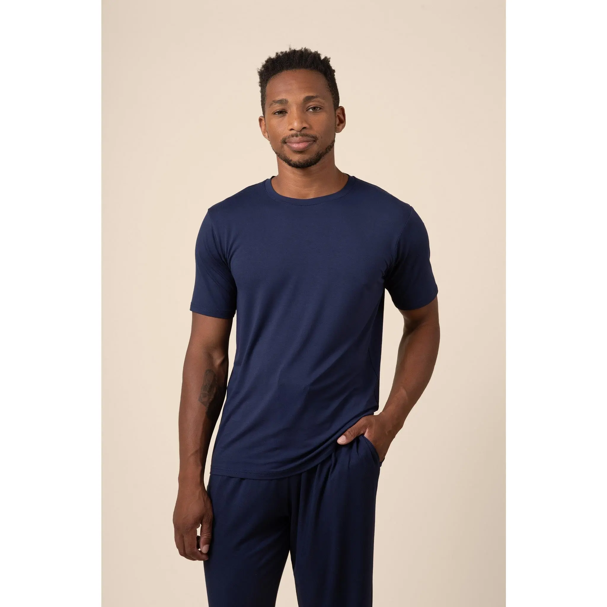 Men's Relaxed Fit Crew Neck T-shirt in Buttery Soft Bamboo Rayon, Versatile Short Sleeve Top with Spandex, Tops, Shortsleeve, Classic, Menswear, Casual, Round Neck, Stylish, Plain