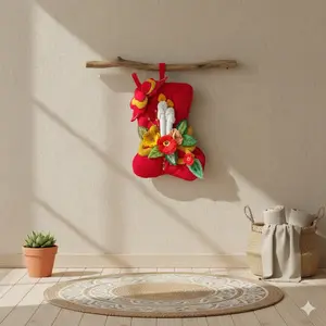 ✨Handmade Christmas Candle Felt Stocking 12"