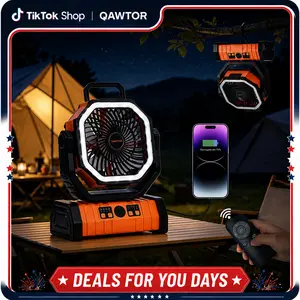️Qawtor  Outdoor Camping Emergency Fan - 2026 Upgraded 20000mAh Rechargeable, LED Light & Dual Motor, Lightweight with 360° Rotatable Hook,Travel with Ease,Modern Design, Deals For You Days