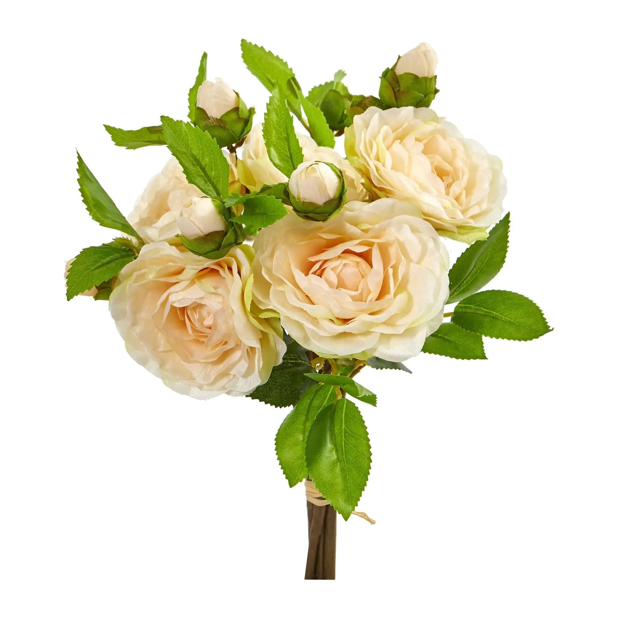 11-in Silk Faux Camellia Flower Bouquet Bundled Set (Set of 4), Decorative Compact Look Flower Arrangement for Home Decor, Vase Ornaments