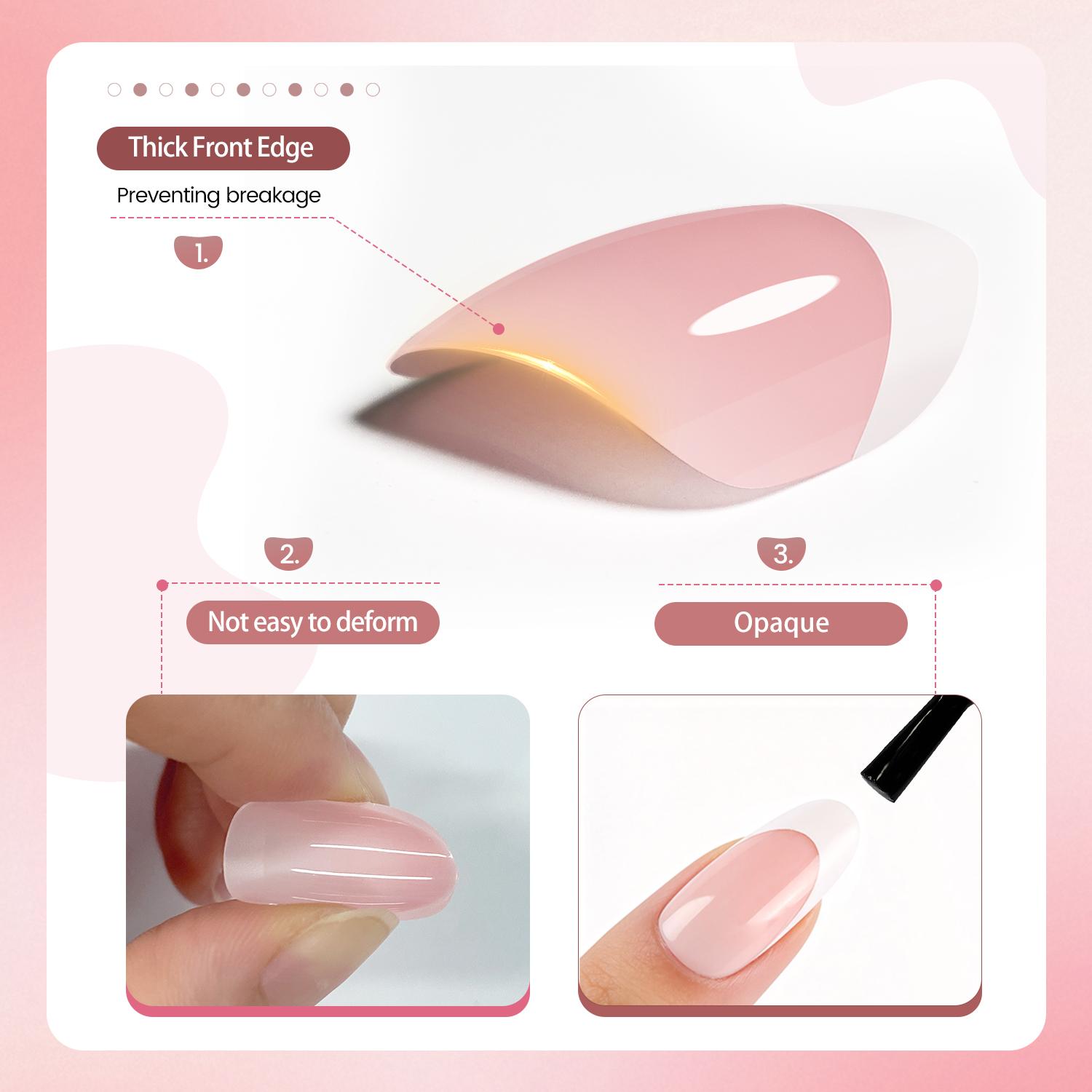 JODSONE 144pcs New Upgrade French Gel Nail Tips Kit French Tip Press on Nails Soft Fack Nail Tips Gel Nail Glue,Builder Gel,Top Coat,Nail Lamp All Included for Nail Art Easy DIY